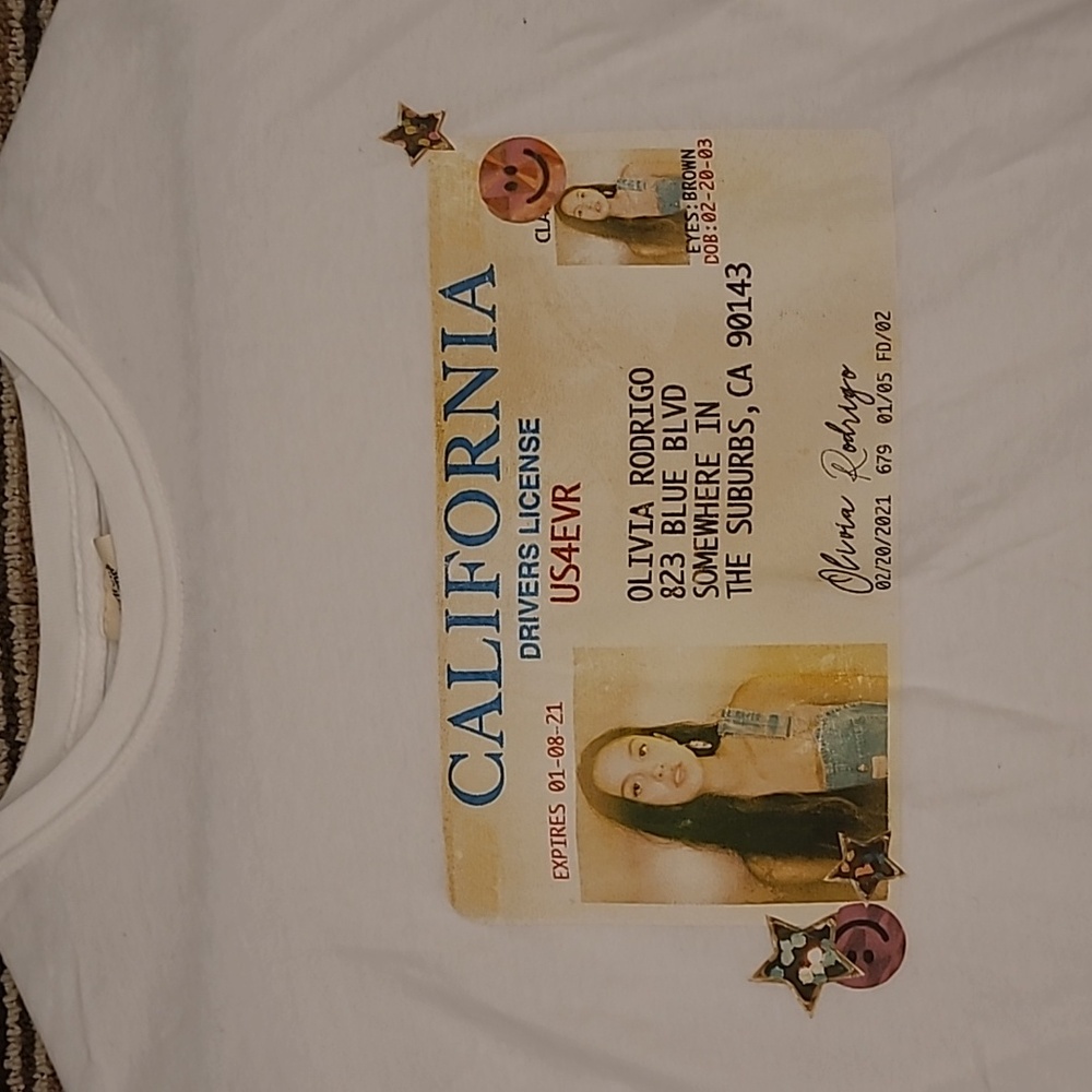 OLIVIA RODRIGO Driver License Tour White Cotton S Original Run Long Sleeve Shirt